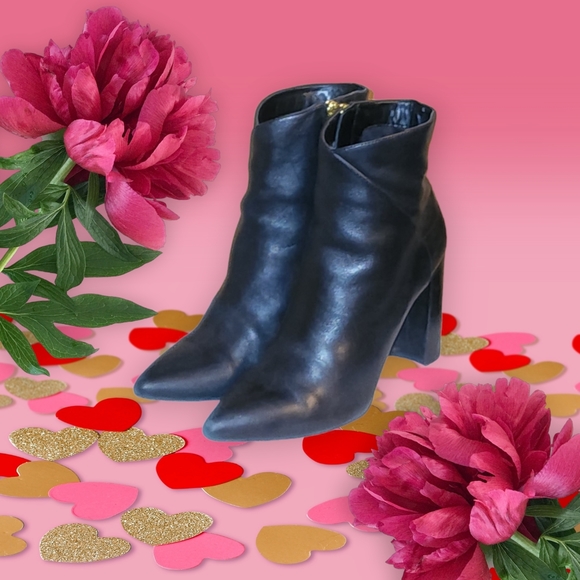 Women Vintage Leather Black Ankle Boots By Nine West Size 8M/Women Designer Boot - Picture 3 of 14